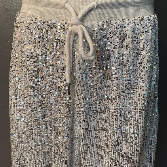 SAINT & HEARTS Silver Sequin Joggers/Sweatpants - Picture 2 of 16